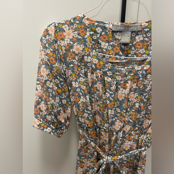 Floral Soft Tie-Waist Cottage Core Midi Dress - Picture 4 of 6